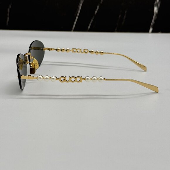NEW GUCCI SUNGLASSES GOLD WOMEN OVAL EYEWEAR GUCCI GG1922S 001 - Picture 7 of 13